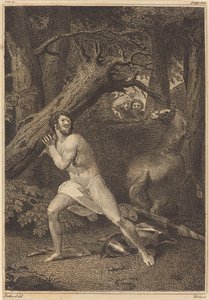 Orlando in Wut reißt Bäume aus von William Blake after Thomas Stothard