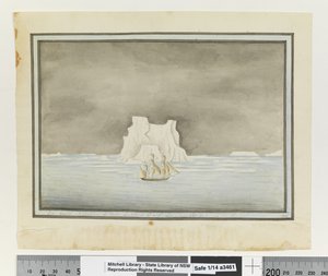Gegenüber S. 147. `Eis passiert am 25. November 1788. Breite 57 Grad 30 Minuten Süd. Länge 288 Grad 00 Minuten Ost in der Sirius