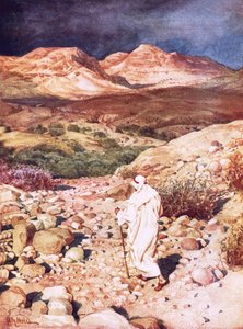 Jesus wird in die Wüste geführt, um vom Teufel versucht zu werden von William Brassey Hole