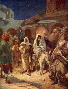 Maria und Josef betreten Bethlehem - Bibel von William Brassey Hole
