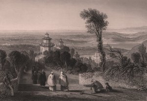 Ansicht vom Sacro Monte (Heiliger Berg) in Varese, Lombardei, Italien, Stahlstich von T Willmore nach einer Zeichnung von William Brockedon, ca. 23x18 cm von William Brockedon