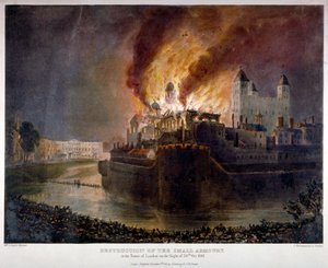 Zerstörung des Zeughauses im Tower of London durch Feuer, 30. Oktober 1841