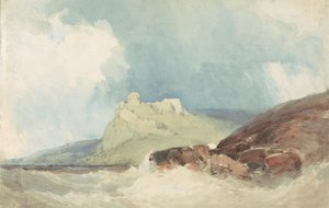 Burg auf einer Klippe mit stürmischer See von William Callow