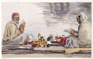 Zwei heilige Männer lesen den Granth Saheb, Umritsar von William Carpenter