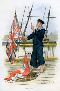 Matrose der Royal Navy signalisiert, um 1890-1893 von William Christian Symons