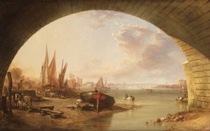 Alte Vauxhall-Brücke unter einem Bogen der Westminster-Brücke, um 1845 von William Clarkson Stanfield