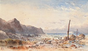 Ein windiger Tag mit Fischern am Strand, 1874