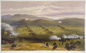 Angriff der leichten Kavalleriebrigade, 25. Oktober 1854, Detail der Artillerie, aus The Seat of War in the East, veröffentlicht von Paul & Dominic Colnaghi & Co., 1856 (Detail) von William Crimea Simpson