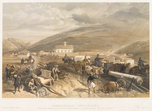 Versorgungsprobleme Die Straße von Balaklava nach Sewastopol, bei Kadikoi, während des nassen Wetters, um 1854 von William Crimea Simpson