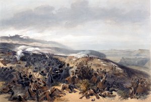 Zweiter Angriff der Wachen, als sie die Zwei-Geschütz-Batterie in der Schlacht von Inkerman zurückeroberten, graviert von Edmond Morin (1824-82) aus The Seat of War in the East - First Series, veröffentlicht von Colnaghi