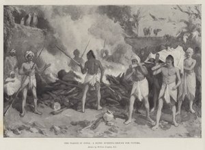 Die Pest in Indien, ein hinduistischer Verbrennungsplatz für Opfer von William Crimea Simpson
