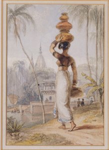 Eine hinduistische Frau, die einen Wasserkrug trägt