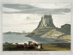 Burg auf Holy Island, Northumberland, aus 
