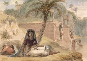 Indisches Mädchen am Flussufer von William Daniell