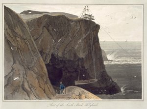 Ein Boot von der Plattform in Holyhead herunterlassen, aus 