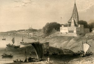 Die Bernar-Pagode, Benares, 1835 von William Daniell
