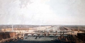 Ansicht von London mit den Verbesserungen seines Hafens und der doppelten London Bridge. Eingereicht beim Sonderausschuss des Unterhauses von William Daniel von William Daniell