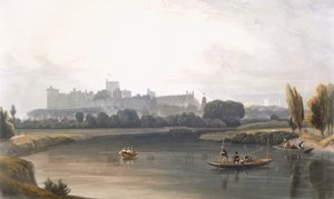 Schloss Windsor vom Fluss Thames: eine Westansicht und Angeln von Booten