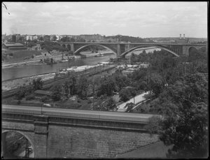 Die Washington-Brücke, High Bridge und Washington Heights vom Bronx aus gesehen, 19. Juli 1914