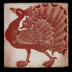 Kachel mit Pfau von William de Morgan