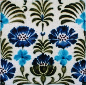 Fliese mit persischem Blumenmuster von William de Morgan