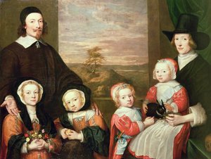 Unidentifiziertes Familienporträt, traditionell gedacht als das von Sir Thomas Browne, Mitte der 1640er Jahre von William Dobson