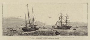 HMS Enchantress verlässt den Hafen von Portsmouth von William Edward Atkins
