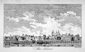 Südansicht des Tower of London mit Booten auf der Themse, 1761 von William Elliot