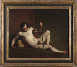 Männlicher Akt, auf Stab lehnend von William Etty