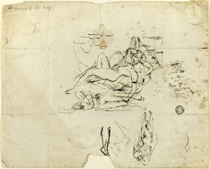 Skizzen einer liegenden weiblichen Aktfigur und eines verliebten Paares von William Etty