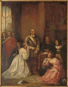 Cromwells Familie, die um das Leben von Charles I. bittet
