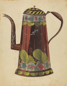 Toleware Zinn-Kaffeekanne, ca. 1937 von William Frank