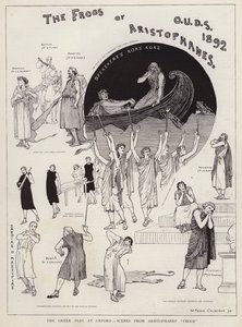 Szenen aus einer Aufführung von Aristophanes