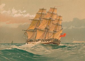 Eine 38-Kanonen-Fregatte, um 1770, spätes 19. bis frühes 20. Jahrhundert von William Frederick Mitchell
