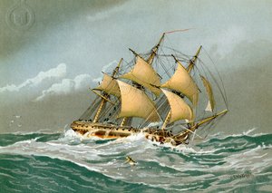 Eine königliche Marine-Fregatte mit 28 Kanonen, um 1794 um 1890-1893 von William Frederick Mitchell
