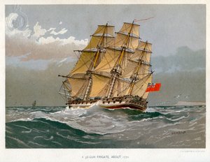 Eine königliche Marinefregatte mit 38 Kanonen von William Frederick Mitchell