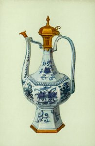 Kanne, Periode von Wan Li, chinesisch, mit Augsburger Montierung (Farblithografie) von William Gibb