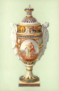 Vase, Chelsea-Derby, mit Biscuitgriffen