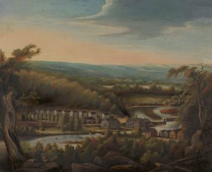 Die Eli Whitney Waffenfabrik, verso: Schmied beschlägt Pferd von William Giles Munson