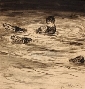 Er klettert auf Gothecores Rücken, dann schlingt er seinen rechten Arm um Gothecores Hals - die typische Garotte-Umarmung von William Glackens