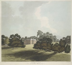 Figuren und ein Pferd im Park; Vinters House im Mittelgrund; Bäume im gesamten Bild