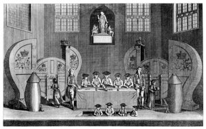 Ziehung der Staatslotterie in der Guildhall, City of London von William Griggs