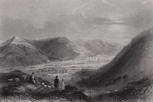 Berg Gerizim und das Tal von Nablus, vom Berg Ebal (Gravur) von William H. Bartlett