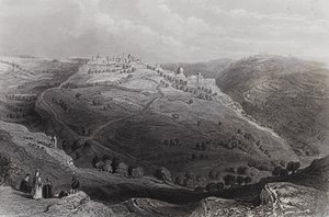 Berg Zion, Jerusalem, vom Hügel des bösen Rates von William H. Bartlett