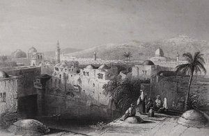 Teich von Hiskia, Jerusalem (Gravur) von William H. Bartlett