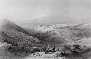Der Ölberg und Jerusalem, vom Nordosten von William H. Bartlett