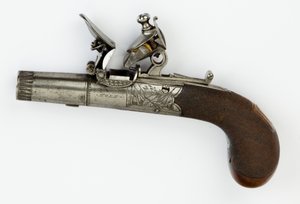 Steinschlosspistole mit Box-Lock, ca. 1820