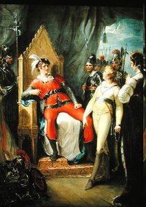 Edward Prinz von Wales und seine Mutter Königin Margaret (1430-82) vor König Edward IV (1442-83) nach der Schlacht von Tewkesbury gebracht von William Hamilton