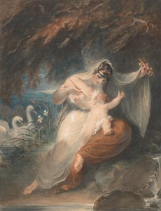 Die Natur enthüllt sich dem kleinen Shakespeare: Thomas Gray, Der Fortschritt der Poesie, III.1 von William Hamilton