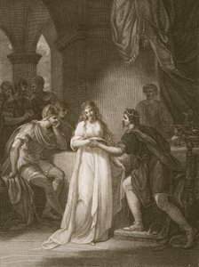 Vortigern und Rovena, graviert von Delatre, Illustration aus David Humes 